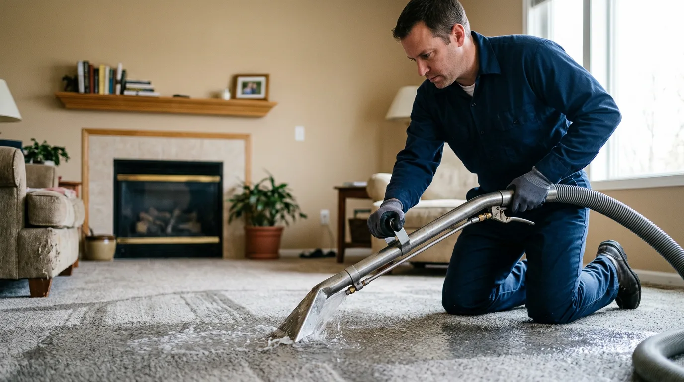 Water damage restoration technician working near Kerrville, TX